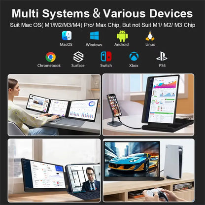 Transform Your Productivity with the 14 to 16 Inch Dual Screen Extender Display - FHD IPS Triple Expandable Monitor for Laptops