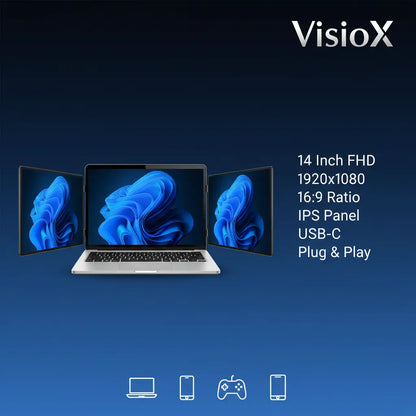 Transform Your Productivity with the 14 to 16 Inch Dual Screen Extender Display - FHD IPS Triple Expandable Monitor for Laptops