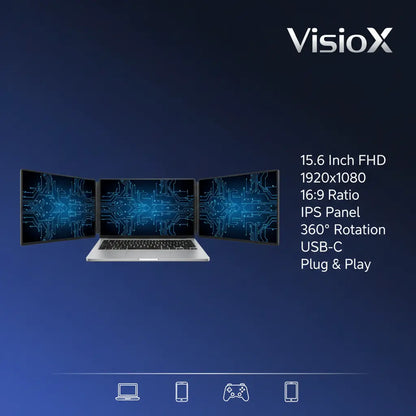 Transform Your Productivity with the 14 to 16 Inch Dual Screen Extender Display - FHD IPS Triple Expandable Monitor for Laptops