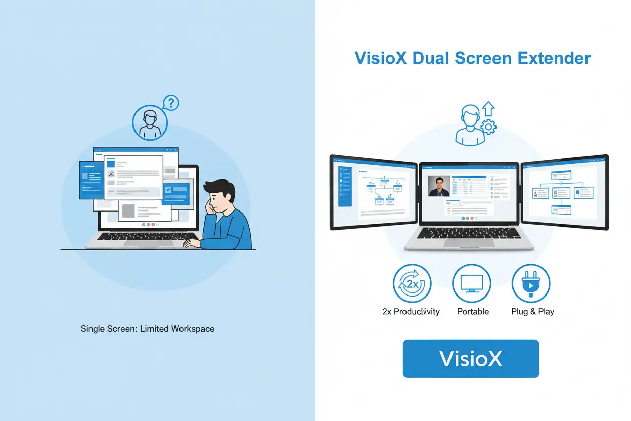 Transform Your Productivity with the 14 to 16 Inch Dual Screen Extender Display - FHD IPS Triple Expandable Monitor for Laptops